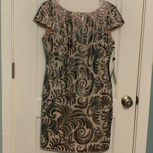 NWT- Adrianna Papell sequined chiffon dress, 10